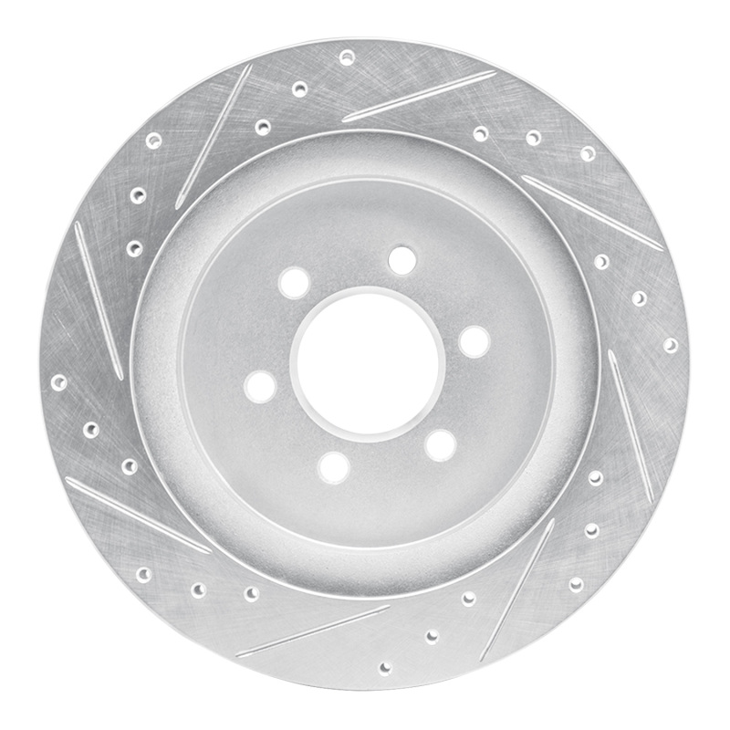 Dodge Viper Brake Rotor (1) - Rear Right - R1 Concepts - Drilled & Slotted - Silver - `92-`02